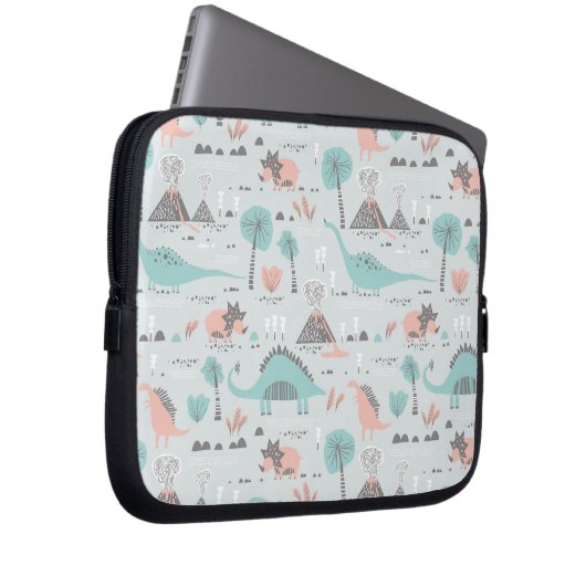 Niedlich Pastel Dinosaur Muster Laptopschutzhülle (Vorne Rechts)