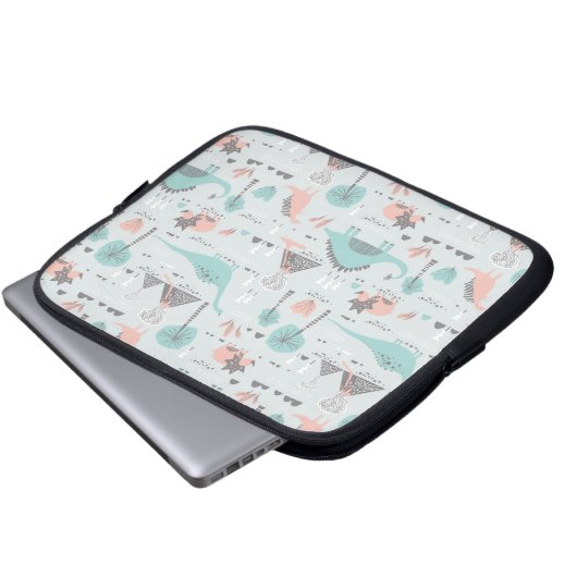 Niedlich Pastel Dinosaur Muster Laptopschutzhülle (Vorne Knopf)