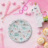 Niedlich Pastel Dinosaur Muster Pappteller (Party)