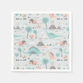 Niedlich Pastel Dinosaur Muster Serviette (Vorderseite)