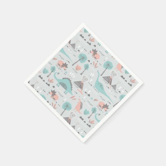 Niedlich Pastel Dinosaur Muster Serviette (Ecke)