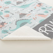 Niedlich Pastel Dinosaur Muster Sherpadecke (3/4)