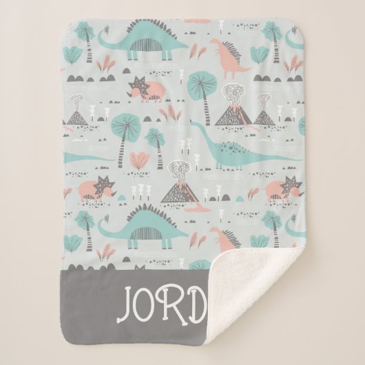 Niedlich Pastel Dinosaur Muster Sherpadecke (Vorderseite)