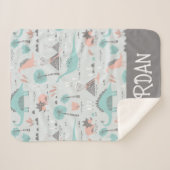 Niedlich Pastel Dinosaur Muster Sherpadecke (Vorderseite (Horizontal))