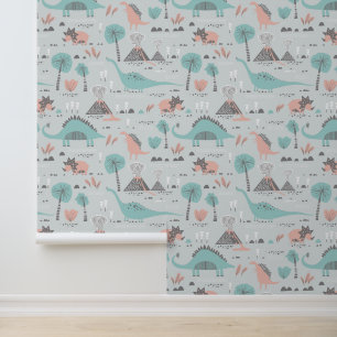 Niedlich Pastel Dinosaur Muster Tapete