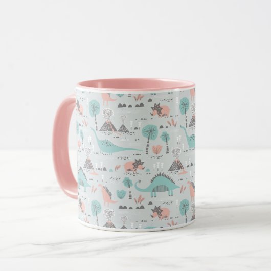 Niedlich Pastel Dinosaur Muster Tasse (Vorderseite Links)