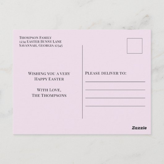 Niedlich Pastel Easter Bunny Einfache Klassische F Postkarte (Rückseite)