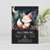 Niedlich Pastel Fox Geburtstag Einladung (Stehend Vorderseite)
