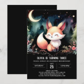 Niedlich Pastel Fox Geburtstag Einladung (Vorne/Hinten)