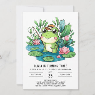 Niedlich Pastel Frog Digital Geburtstag Einladung