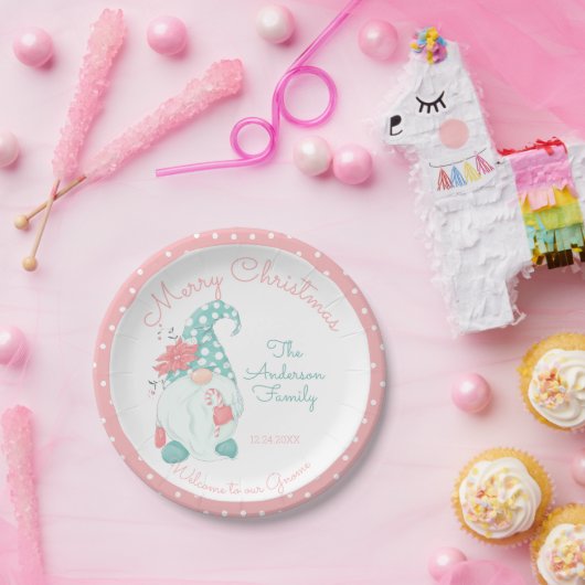 Niedlich Pastel Frohe Weihnachtsfamilie Willkommen Pappteller (Party)