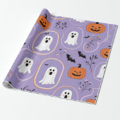 Niedlich Pastel Ghost & Pumpkin Halloween Geschenkpapier (Ungerollt)