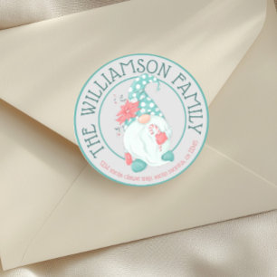 Niedlich Pastel Gnome Familienname Rücksendeadress Quadratischer Aufkleber