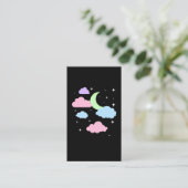 Niedlich Pastel Goth Moon Clouds Kawaii Visitenkarte (Stehend Vorderseite)