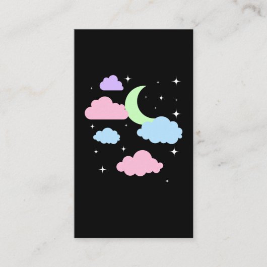 Niedlich Pastel Goth Moon Clouds Kawaii Visitenkarte (Vorderseite)