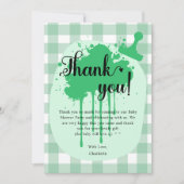 Niedlich Pastel Green Gingham Baby Dusche Dankeskarte (Vorderseite)