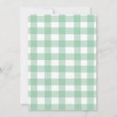 Niedlich Pastel Green Gingham Baby Dusche Dankeskarte (Rückseite)