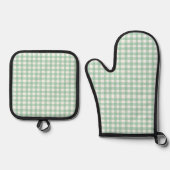 Niedlich Pastel Green Gingham Ofenhandschuh & Topflappen-Set (Vorderseite)