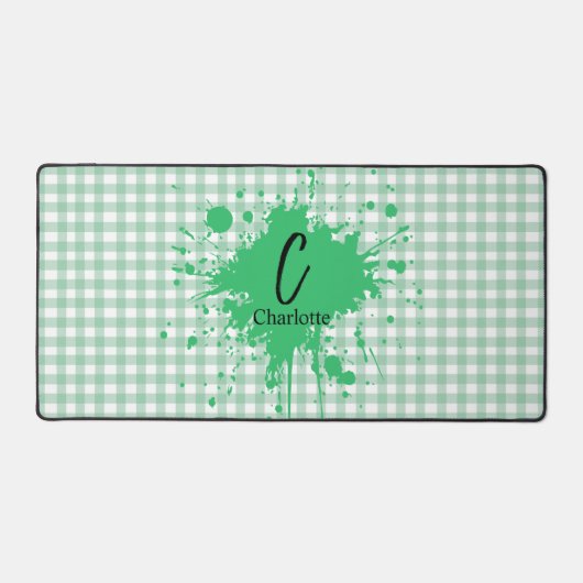 Niedlich Pastel Green Gingham Pattern Desk Mat Schreibtischunterlage (Vorderseite)