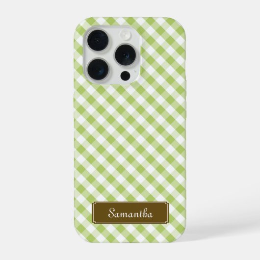 Niedlich Pastel Green Gingham Pattern iPhone Hülle (Rückseite)