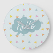 Niedlich Pastel Hello Große Wanduhr (Vorderseite)