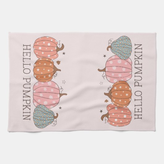 Niedlich Pastel Hello Pumpkin Geschirrtuch (Horizontal)