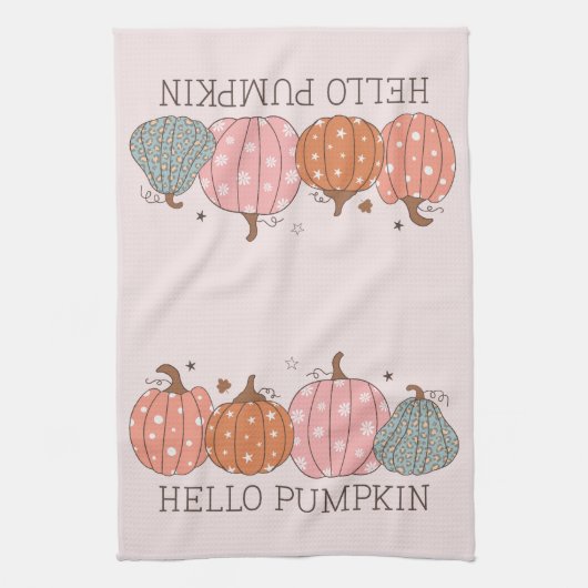 Niedlich Pastel Hello Pumpkin Geschirrtuch (Vertikal)