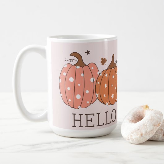 Niedlich Pastel Hello Pumpkin Kaffeetasse (Mit Donut)