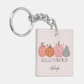 Niedlich Pastel Hello Pumpkin Personalisiert Schlüsselanhänger (Vorderseite links)