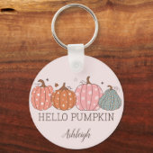 Niedlich Pastel Hello Pumpkin Personalisiert Schlüsselanhänger (Vorderseite)