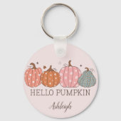 Niedlich Pastel Hello Pumpkin Personalisiert Schlüsselanhänger (Rückseite)