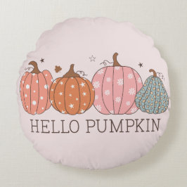 Niedlich Pastel Hello Pumpkin Rundes Kissen