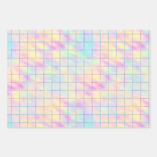 Niedlich, pastel, Holografisches Herz, Stern und P Geschenkpapier Set (Vorderseite 2)