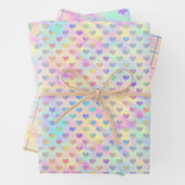 Niedlich, pastel, Holografisches Herz, Stern und P Geschenkpapier Set (Beispiel)