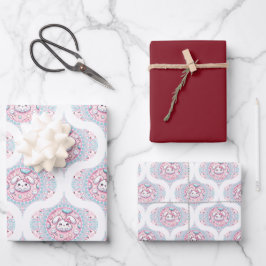 Niedlich Pastel Kawaii Bunny Dot Mandala Retro Oge Geschenkpapier Set