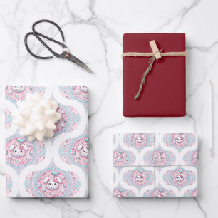 Niedlich Pastel Kawaii Bunny Dot Mandala Retro Oge Geschenkpapier Set