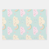 Niedlich Pastel Kawaii Clouds Regenbogenmuster Geschenkpapier Set (Vorderseite 2)
