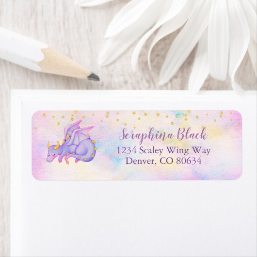 Niedlich Pastel Lila Dragon Rücksendeadresse (Insitu)