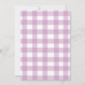Niedlich Pastel Lila Gingham Baby Dusche Dankeskarte (Rückseite)