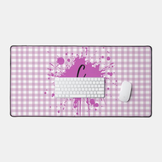 Niedlich Pastel Lila Gingham Pattern Desk Mat Schreibtischunterlage (Tastatur & Maus)