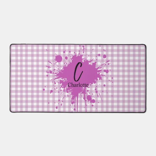 Niedlich Pastel Lila Gingham Pattern Desk Mat Schreibtischunterlage (Vorderseite)