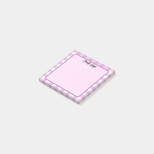 Niedlich Pastel Lila Gingham Pattern Notes Post-it Klebezettel (angewinkelt)
