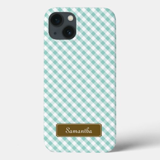 Niedlich Pastel Mint Gingham Pattern Case-Mate iPhone Hülle (Rückseite)