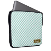 Niedlich Pastel Mint Gingham Pattern Laptopschutzhülle (Vorne Rechts)