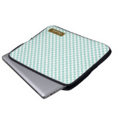 Niedlich Pastel Mint Gingham Pattern Laptopschutzhülle (Vorne Knopf)