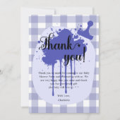 Niedlich Pastel Navy Gingham Baby Shower Dankeskarte (Vorderseite)