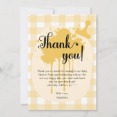 Niedlich Pastel Orange Gingham Baby Shower Dankeskarte (Vorderseite)