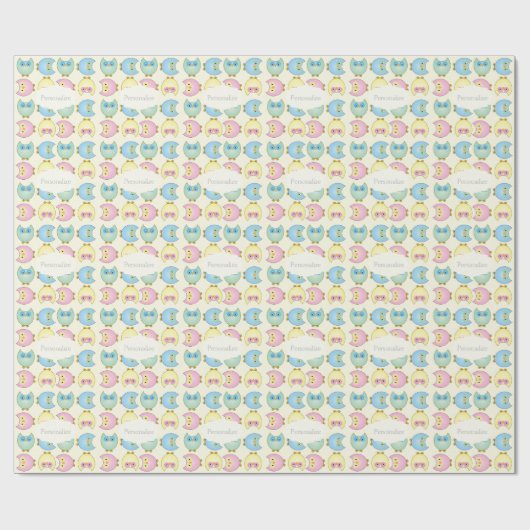 Niedlich Pastel Owls Geschenkpapier (Flach)