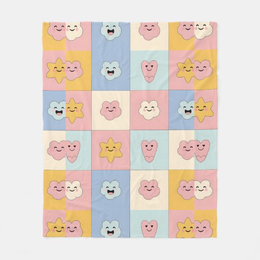 Niedlich Pastel Patchwork Blanket Fleecedecke (Vorderseite)