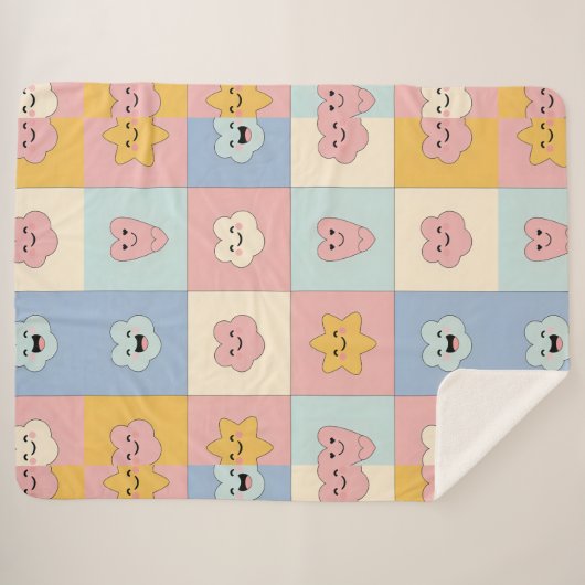 Niedlich Pastel Patchwork Blanket Sherpadecke (Vorderseite (Horizontal))